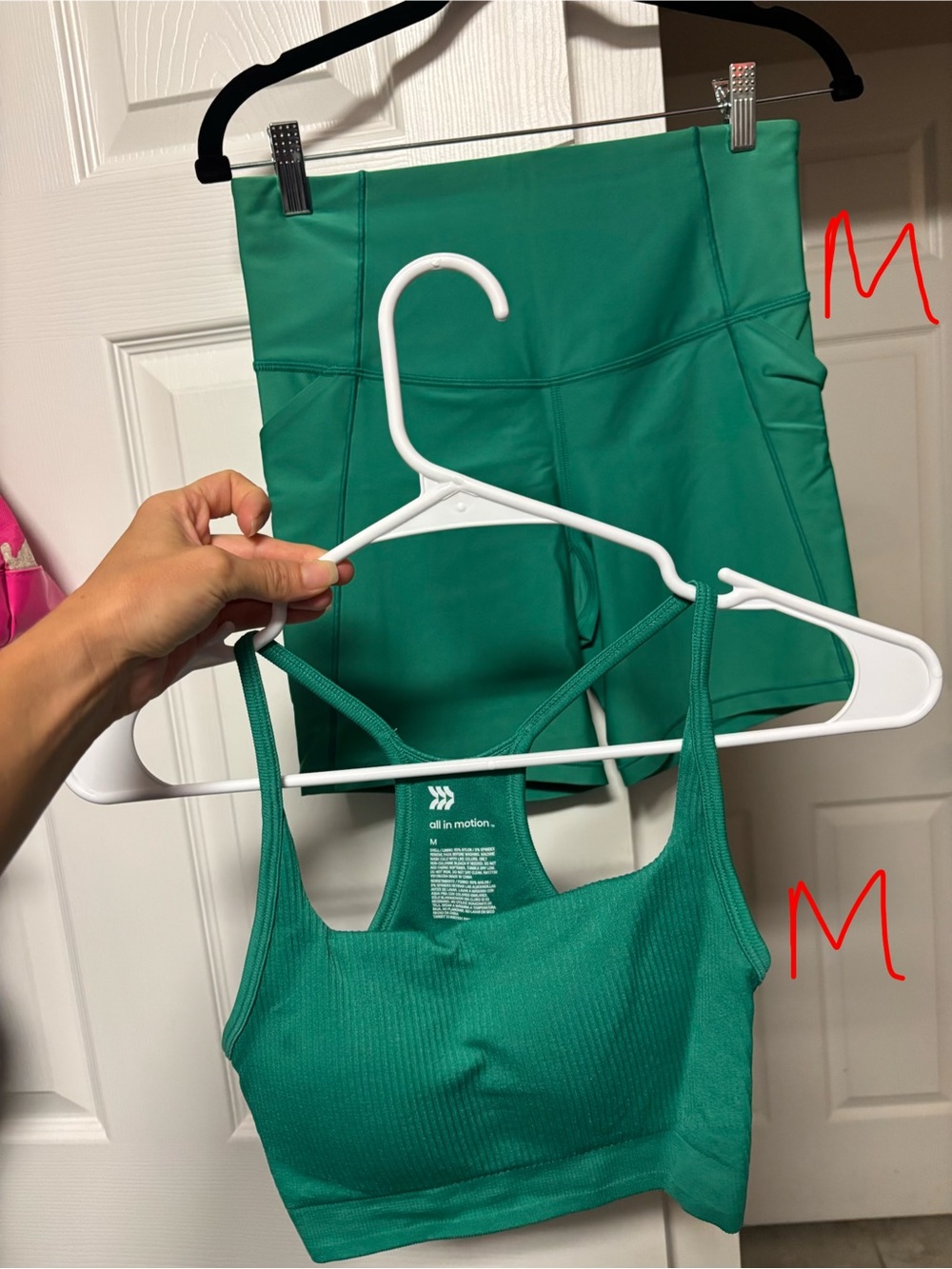 all in motion Teal Ribbed Sports Bra and High-Waist Shorts Set